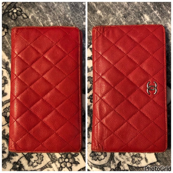 AUTHENTIC CHANEL Quilted Red Caviar Leather Interlocking CC Classic Long Wallet - Picture 4 of 16